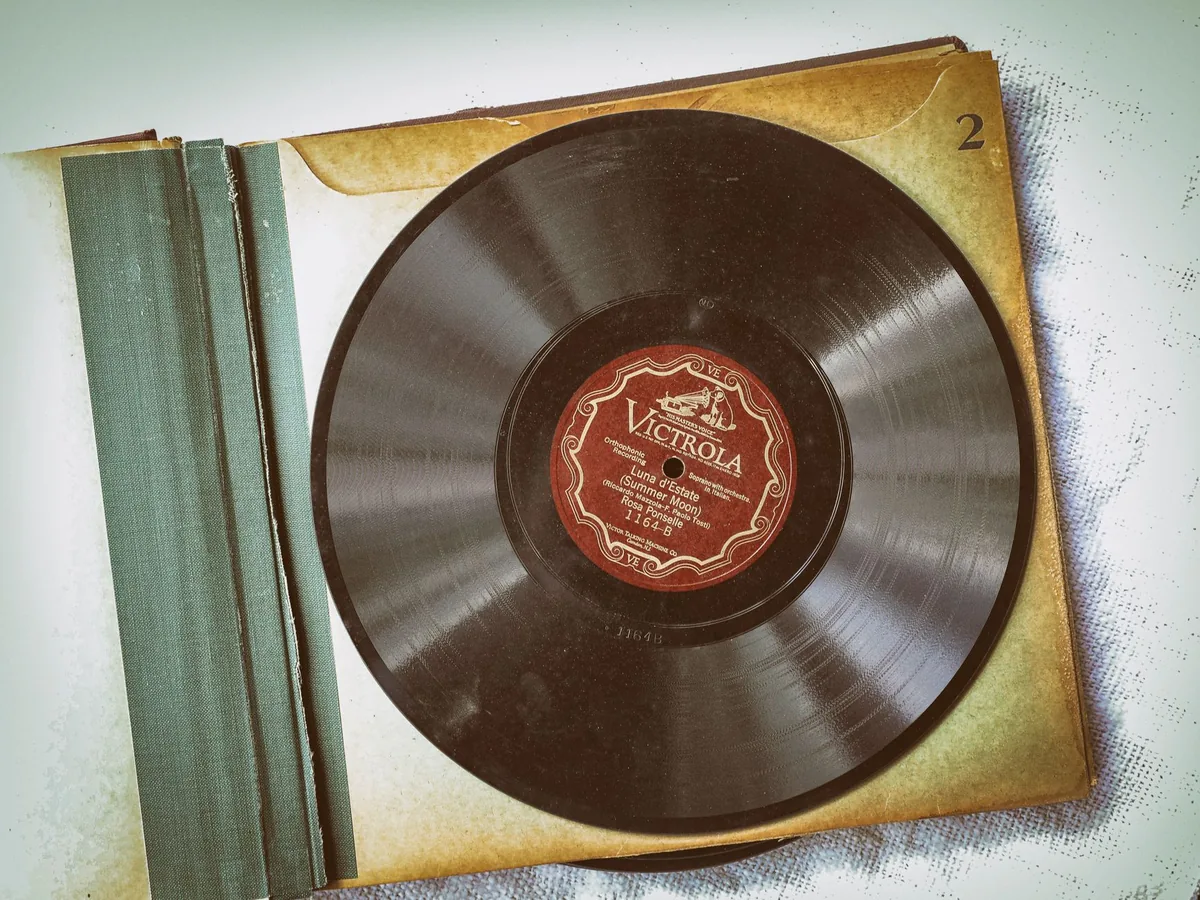 Vinyles rangés verticalement dans une étagère, les dos de pochettes alignés
